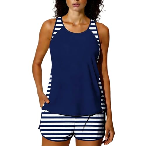 RLEHJN Tankini Damen Bauchweg,Zweiteilig Badeanzug Elegant Tanktop Swimsuits Bademode High Waist Schwimmanzug mit Badeshorts Badeanzüge Weiche Bequeme Swimwear Outdoor Sport Badebekleidung