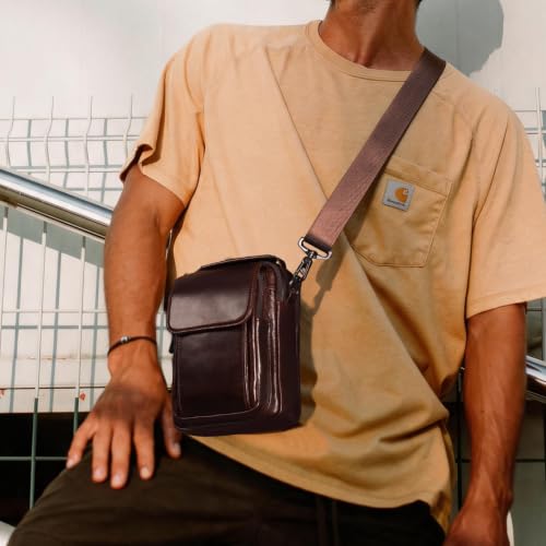 Image of Augus Genuine Leather Small Messenger Bag Crossbody