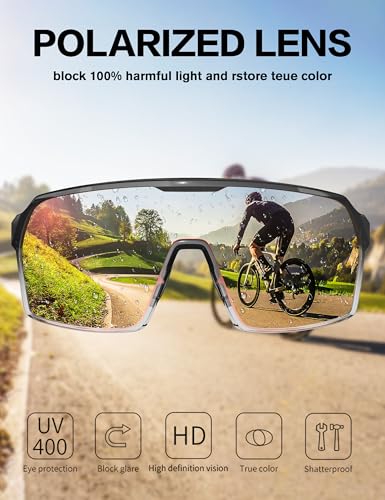 Image of BIRCEN Polarized Baseball Sunglasses for Sports: TR90 Lightweight Running Sunglasses Cycling Glasses for Outdoor Runners MTB