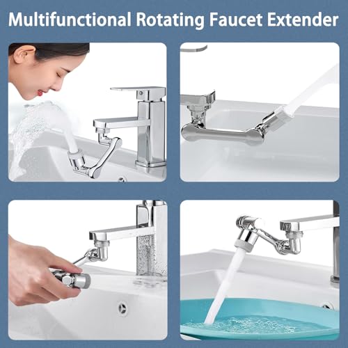 2Pcs 1080° Swivel Faucet Extender Aerator, Large-Angle Robotic Arm Rotating Faucet Aerator with Dual Spray Mode, Solid Brass Splash Filter for Kitchen Faucet or Bathroom Sink by AWXYG - Image 6