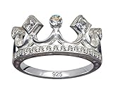 Contenu de la livraison : 1 bague en argent sterling 925 véritable - Poinçonnée - Motif : couronne blanche - Taille de la bague : 55 (Ø 17,5 mm) - Ornement de pierres : strass blancs originaux / oxyde de zirconium - Type de coupe : diamant/octogonale, numéro d'article : 59048