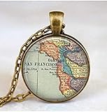 mapa de los angeles a san francisco pela highway 1 El mejor regalo, a la moda. San Francisco - Collar con colgante de mapa de San Francisco, colgante de mapa de San Francisco con cadena rolo y bolsa de regalo