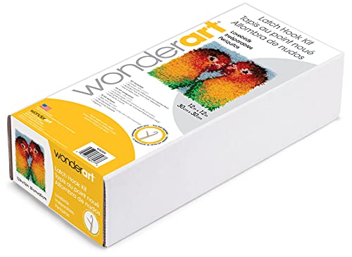 Image of Wonderart Lovebirds Latch Hook Kit, 12 inch X 12 inch (426209)