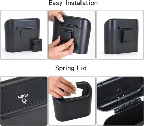 Image of Oblivion Mini Car Dustbin - Portable Trash Bin with Lid & Garbage Bags, Compact & Durable Trash Can for Easy Waste Disposal, Waterproof & Leakproof Essential Cars Accessory (Black)