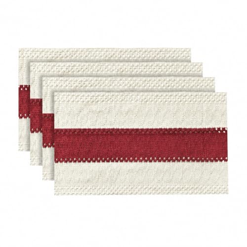 Artoid Mode Rose Red Farmhouse Rustic Placemats Set of 4-12x18 Inch