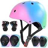 【Ensemble de 7 pièces】Le protection roller pour enfance compris un casque, deux protège-poignets, deux coudières et deux genouillères. il assureront une protection de sécurité complète à vos enfants lorsqu'ils font des sports de plein air.
