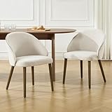 Ya-Home Set di 2 Sedie da Pranzo in Tessuto Sedie Cucina Moderne Poltroncine da Cucina con Gambe in Legno Massiccio Sedie Imbottite per Sala da Pranzo/Soggiorno, Beige