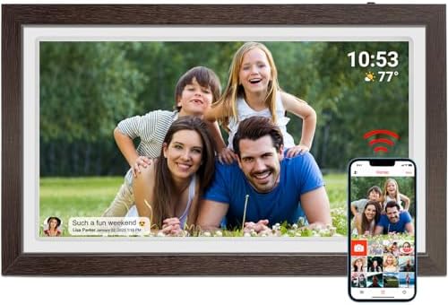 Digitaler Bilderrahmen 21,5 Zoll WLAN 32 GB Speicher Digitaler Bilderrahmen FHD IPS Touchscreen Automatisch drehen An der Wand montierbar Teilen Sie Fotos/Videos sofort über die Fr