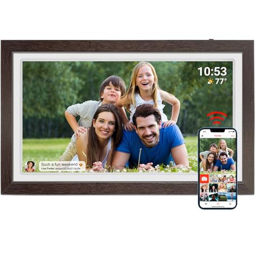 Cadre photo numérique 21,5 pouces Wi-Fi 32 Go de mémoire FHD IPS Écran tactile Rotation automatique Montage mural Partagez instantanément des photos/vidéos via l'application Frameo