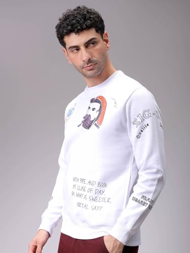Image of The Indian Garage co Men Regular Fit Placement Print Overhead Crewneck Sweatshirts