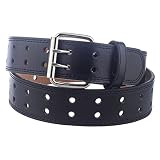 Unisex 9041 Faux Leather Two-Hole Belt - Black or Brown, Up to 7XL Available (BN9041) (Black, 6XL)