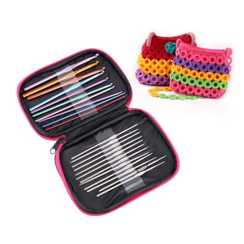 DOITOOL 22pcs Set Crochet Hook Set with Durable Aluminum Alloy Knitting Needles Weaving Tools Convenient Leather Bag for and Carrying for Beginners and Craft Enthusiasts