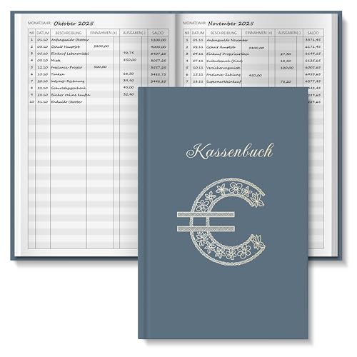 BIROYAL Kassenbuch A5-120 Seiten Haushaltsbuch, Budget Planner & Kassenbücher - Einnahmen Ausgaben Buch - Haushaltsbuch zum Eintragen - Kassenbuch Kleinunternehmer- Ausgaben Tracker Finanzplaner