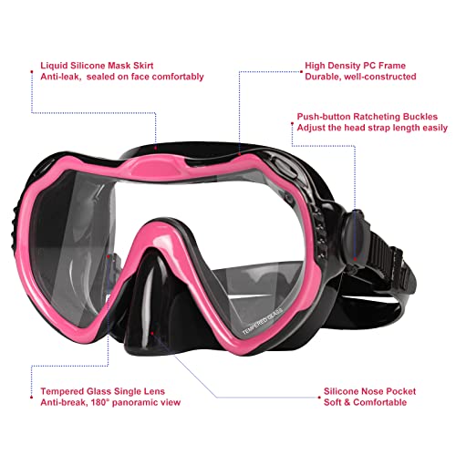 Piyazi Snorkeling Gear For Adults, Panoramic Wide View Mask And Full Dry Top Snorkel Set, Anti-Fog Tempered Glass Scuba Diving Package With Travel Bag Ear Plug For Snorkeling Scuba Diving Swimming #TOP2