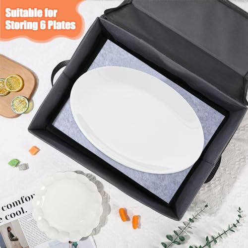 Norme 3 Pcs Platter Storage Case China Storage Container Stackable China Boxes Hard Shell Case Moving Supplies, 17x13x 6 In, 15 Felt Dividers Included, Structured Top, Gray by Norme - Used condition - Image 5