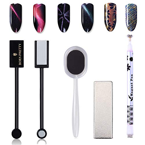 BORN PRETTY Strong Magnetic Nail Stick 3D Cat Eye Effect Magnet for UV Painting Gel Nail Polish UV Lamp for Gel Varnish 4pcs