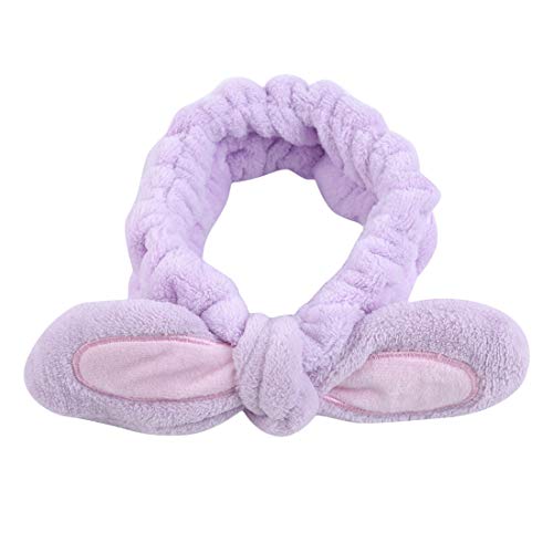 Yingwei VWH Arc Bandeau Stéréo Lapin Oreille Forme Bandeau Lavage Maquillage Bande De Cheveux Accessoires Cheveux pour Femmes Filles(Violet) Cover