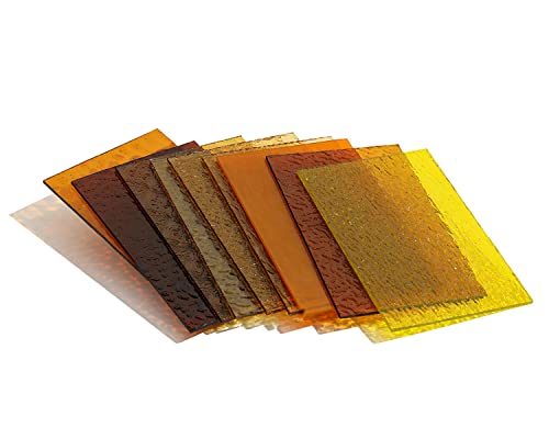 Lanyani 10 Sheets Transparent Stained Glass Sheets, 4X6 Inch Colored Textured Cathedral Glass For Pack Glass Mosaic Art Crafts,Amber #TOP4