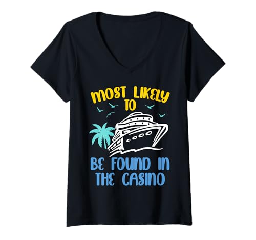 Women's Most Likely To Be Found in Casino Funny Cruise Trip 2026 V-Neck T-Shirt