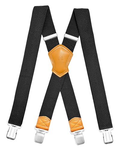 SULIHUA Men's Braces,Suspender Strap,Braces for Trousers 4cm Width,Long X-shaped, Adjustable Elastic, 4 Strong Sturdy Metal Clips Men Women Work Clothes, Jeans,Jumpsuit