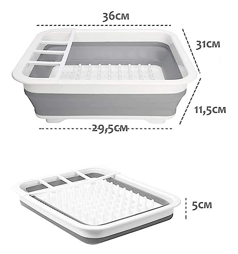 E18k Escorredor de louças retrátil de silicone para Talheres, Pratos, dobrável moderno e pratico