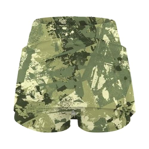 Elogoog Saia de tênis feminina moderna com bolsos, saia atlética casual estampa camuflagem cintura m