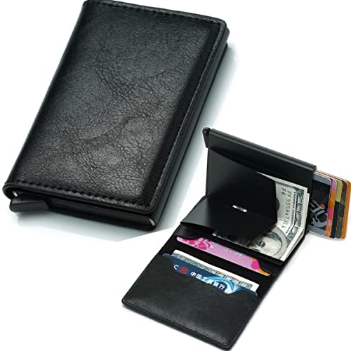 Carteira Porta Cartões Rfid Pop Up Couro Automática preto