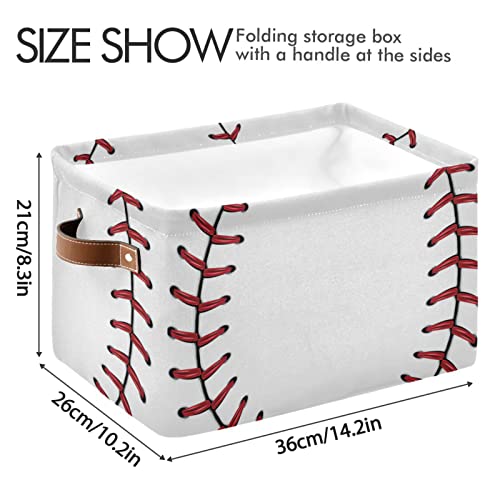 Softball Baseball Nursery Bins Toy Canvas Storage Basket Box Collapsible Clothes Laundry Hamper With Handles For Home Closet Toys Organizer 1 Pcs #TOP2