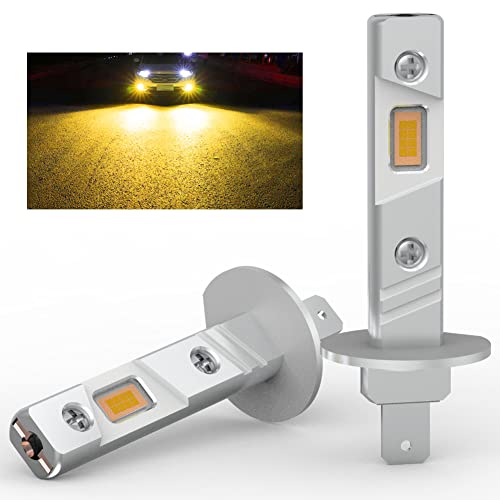 CHOPDARK 2023 Upgraded LED H3 H3LL Car Motorcycle Fog Light DRL Bulbs Conversion Kit 12V 3000K Yellow 1:1 All-in-one High Low Beam Headlight Halogen Replacement Mini Fanless PnP 2pcs 12336 64151
