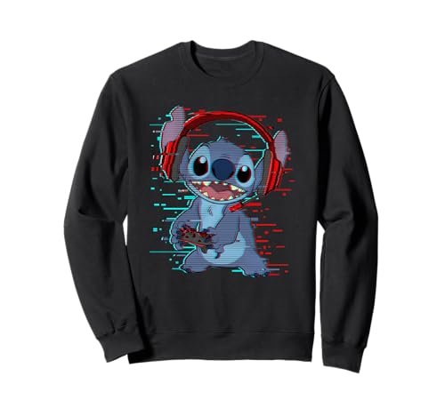 Sweat Stitch Disney Gamer Glitch avec motif casque audio et manette rétro