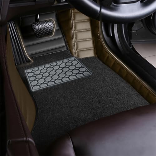 Image of Antiskid Combination 9D Car Mat Full Set for Tesla Model Y 2025 | Luxury Leather Dual-Stitch Full Set 9D Car Floor Mat || 100% Waterproof & Washable||Color: Black SP-Coffee