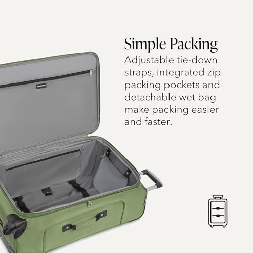 Image of SWISSGEAR Sion Softside Expandable Spinner Luggage Durable Lightweight Travel Suitcase, Evergreen, Checked-Large