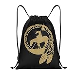 Zhkmzhb End Trail Native American Indian Warrior Drawstring Bags Bundle Backpack