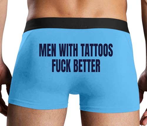 Knaughty Knickers Men With Tattoos Fuck Better Tatted Hunks Blue Mens Boxer Brief Sexy Adult Design
