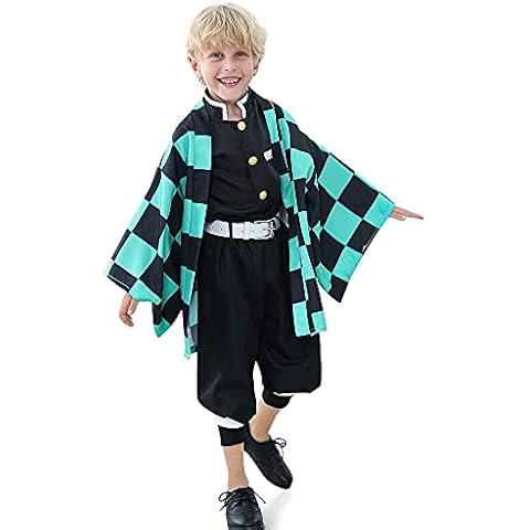 Cosplay Demon Slayer Costume Kamado Tanjirou Cosplay Cape Outfits Christmas Carnival Anime Kimono for Kids Boys and Men Cover