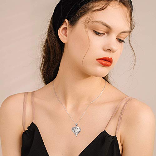 Yfn Angel Wings Necklace Angel Wings Heart Locket Necklace Sterling Silver Guardian Angel Promise Necklace #TOP7