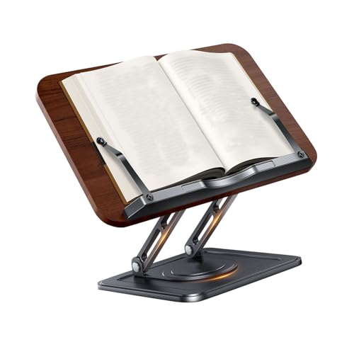 Soporte de libros giratorio para evitar caídas y liberar espacio de mesa 4