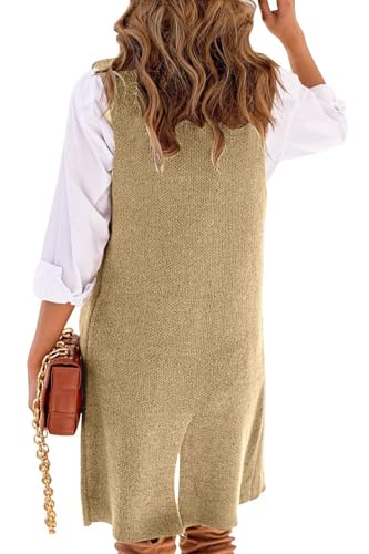 Image of IDEALSANXUN Womens Long Sweater Vest Fall Winter Sleeveless Knit Cardigan Outerwear