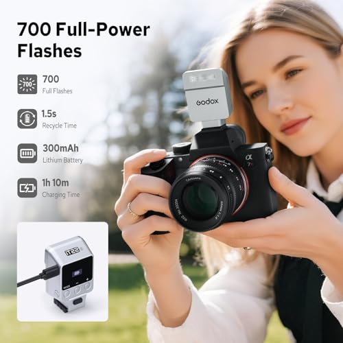 Image of Godox iT22 iT22-S Flash for Sony, Mini TTL Flash with Intuitive Screen, 1.5s Recycle, 700 Full Power Flashes, USB-C Charge, Built-in Battery, GODOX iT22S iT22 S Pocket Flash Speedlight (Silver)