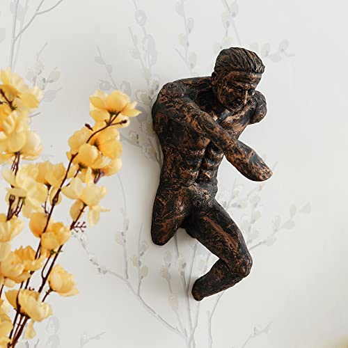 eCraftIndia Man in Running Pose on Wall Antique Finish Handcrafted Polyresin Wall Decorative