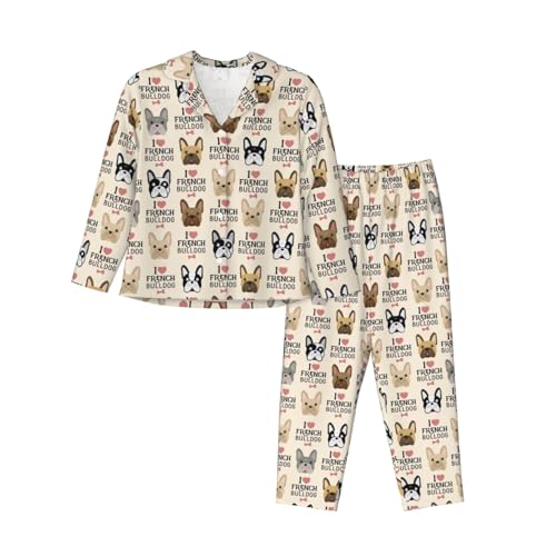 Pyjama manches longues femme taille élastique imprimé chien