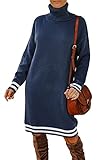 Dsign: Bodycon-Pulloverkleid für Damen, lässiges Pulloverkleid für den Winterherbst für Frauen, Langarm, Rollkragenpullover, Polohals, Knielänge, Rollkragenpullover, dehnbarer Pullover, Slim Fit-Pulloverkleid, Minipulloverkleid, solides Basic-Pulloverkleid.