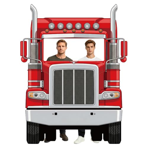 WADORN Accessoire Photo Cadre Selfie Camion Semi-Remorque, Décoration Toile de Fond Fête Thème Camion Bannière Fond Photo Véhicule Rouge Fournitures Suspendues pour Fête Anniversaire Maison 200x153cm