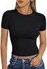 Camiseta básica de manga corta para mujer, top de verano 2