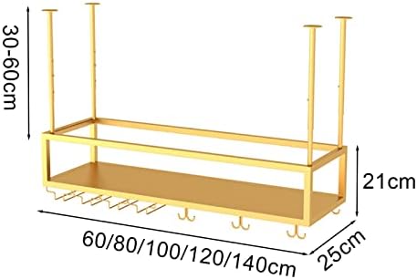 Wine Rack, Ceiling Hanging Wine Bottles and Glass Goblets Stemware Racks, Metal Storage Shelf, for Under Cabinet Kitchen Bar Wine Glass Holder/100X25X21Cm ()
