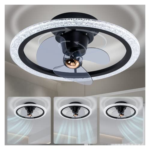 REDSTAR 20 inch Ceiling Fans with Lights - Dimmable LED Ceiling Light with 360° Oscillating Ceiling Fan, Remote Control, Adjustable Color Temperature for Bedroom, Office, Dining Room