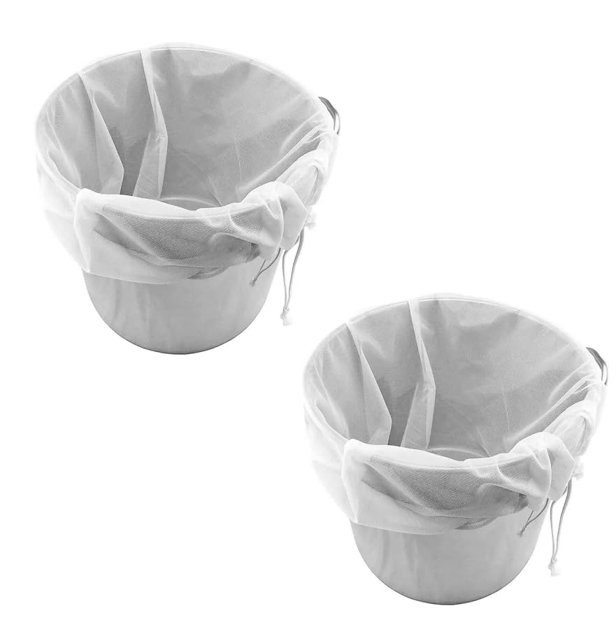 2pcs 26 inches * 22 inches Drawstring Straining Bags for Straining Home Brew Bag Wine Jam Fruits Nut Milk and Yogurt ，Reusable (2 pcs)