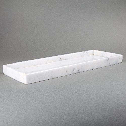 Creative Home Natural Creamy White Marble Bathroom Towel Tray All Purpose Tray Counter Top Small Accessories Organizer, 6" X 16" X 1.5" H, Off-White #TOP1