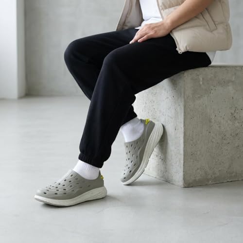 CUSHIONAIRE Fuel EVA Recovery Shoes for Men, Lightweight Slip On Waterproof Sneaker Clogs with Cushioned Footbed and Ventilated Design, SAGE/Off White 11 angle 2