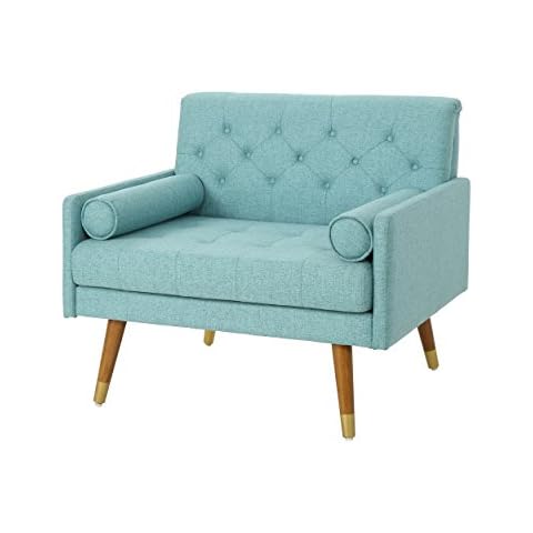 Christopher Knight Home Nour Fabric Mid-Century Modern Club Chair, Blue, Natural Cover